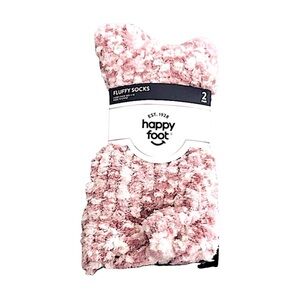 NEW Happy Foot Cozy Socks Pack of TwoPair Pink White Size 4-10